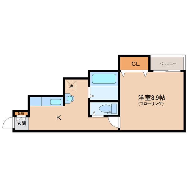 PLUS大町西公園(1K/2階)の間取り写真