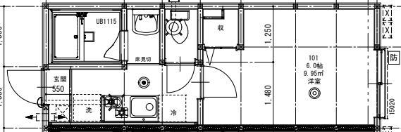 パセオグランデ誉田(1K/1階)の間取り写真