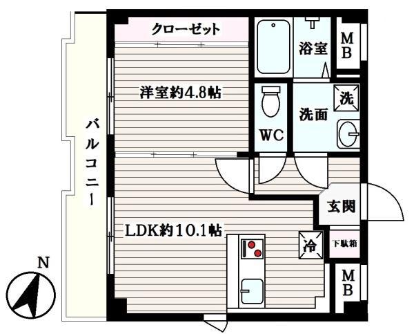 GLORYHILL北浦和(1LDK/3階)の間取り写真