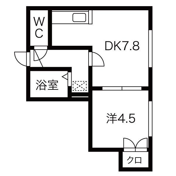 PAMS・J(1DK/2階)の間取り写真