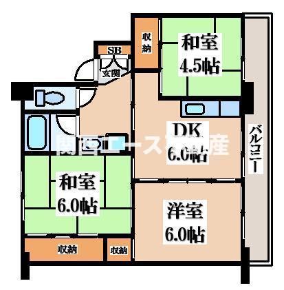 ビレッジハウスこかべ台(3DK/4階)の間取り写真