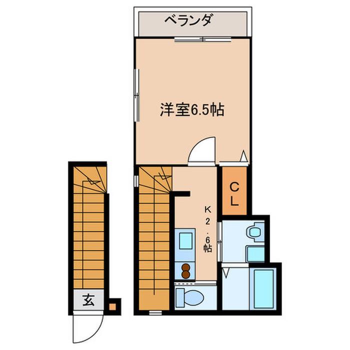 ヴィラージュK(1K/2階)の間取り写真