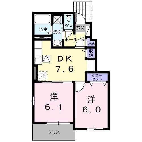 ワイズKII(2DK/1階)の間取り写真