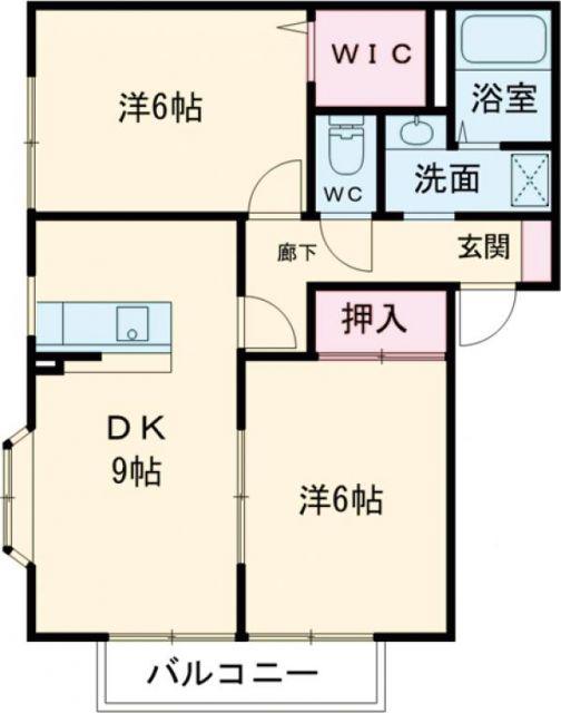 カーサベッラB棟(2LDK/2階)の間取り写真