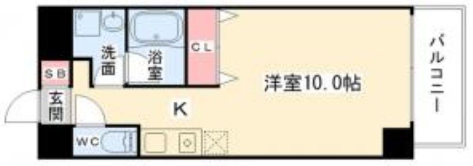 レジデンス釣鐘(ワンルーム/8階)の間取り写真