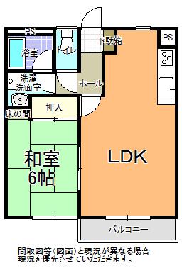 サンライフ水府(1LDK/1階)の間取り写真