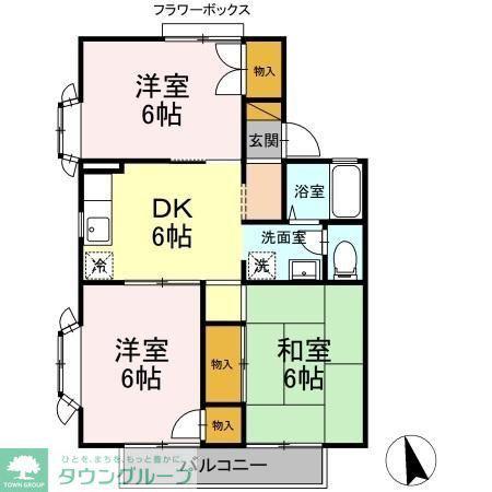 グランパティオ(3DK/2階)の間取り写真