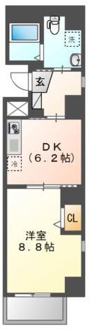 アークビル(1DK/8階)の間取り写真