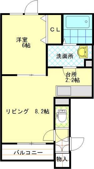 LARUCHE C(1LDK/1階)の間取り写真