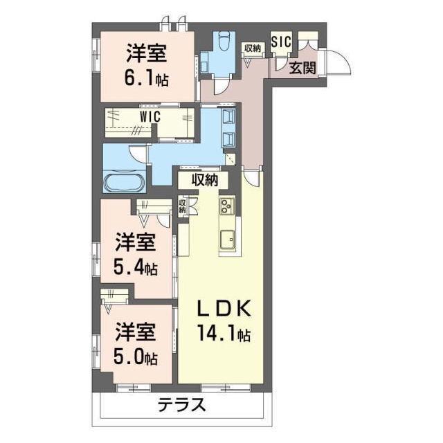 アウトリガー(3LDK/1階)の間取り写真