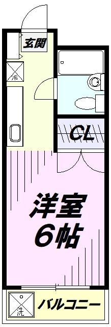 ウエストハイム(1K/1階)の間取り写真