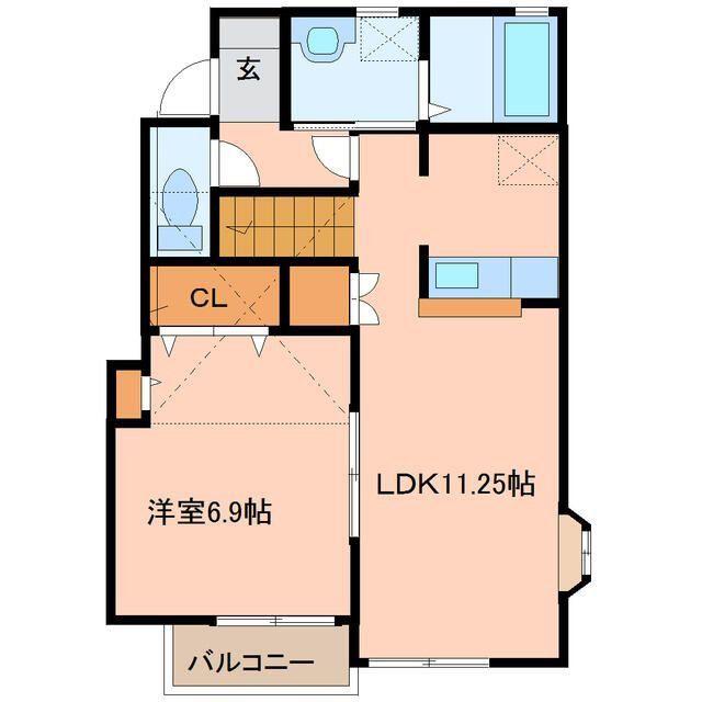 カサグランデ壱番館(1LDK/2階)の間取り写真