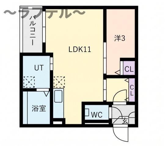 JACK IRUMANODAI(1LDK/3階)の間取り写真