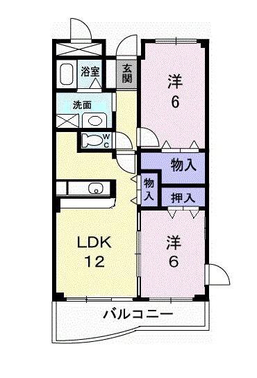 ＪＲ宇都宮線 久喜駅 徒歩7分 5階建 築26年(2LDK/3階)の間取り写真