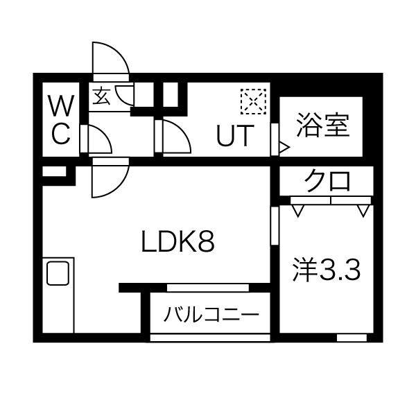 メイクスR道徳公園I(1LDK/2階)の間取り写真