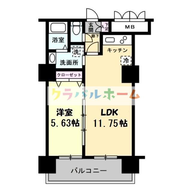 ノルデンタワー新大阪プレミアム(1LDK/24階)の間取り写真