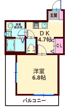 BRICK SHINAGAWA(1DK/3階)の間取り写真