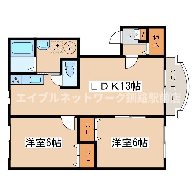 グリーンヒルズ(2LDK/3階)の間取り写真