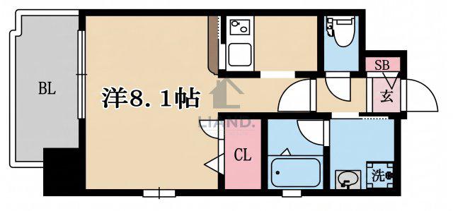 エンクレスト祇園II(1K/6階)の間取り写真
