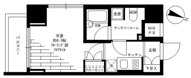 セジョリ横浜みなとみらいⅡ(1K/2階)の間取り写真