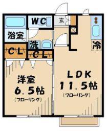 ルーチェ城山(1LDK/1階)の間取り写真