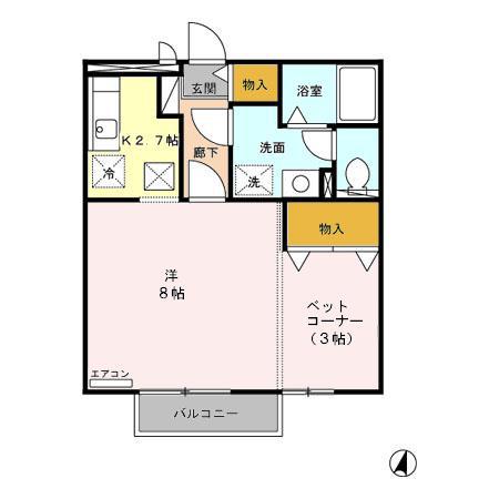 グランメールT(1LDK/2階)の間取り写真