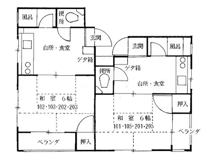 コーポ石岡(1K/1階)の間取り写真