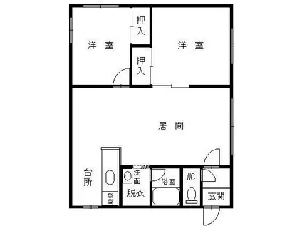 グランディールIII(2LDK/2階)の間取り写真