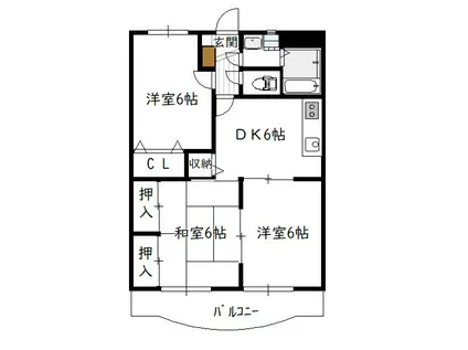 ケイアイビル(3DK/1階)の間取り写真