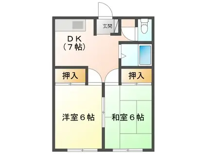 ヤマトマンション(2DK/1階)の間取り写真