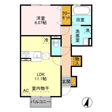 アステールIII 103(1LDK/1階)の間取り写真