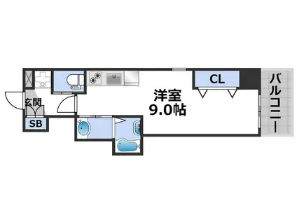 ビガーポリス369天神橋三丁目アルチェ(ワンルーム/4階)の間取り写真
