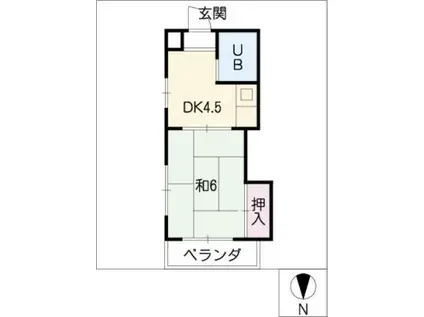 グリーンハイツ(1DK/1階)の間取り写真