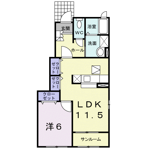 グランツ(1LDK/1階)の間取り写真