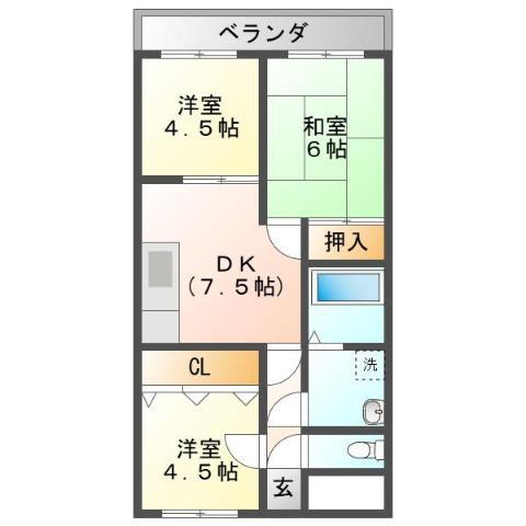 サンハイアットビル(3DK/3階)の間取り写真