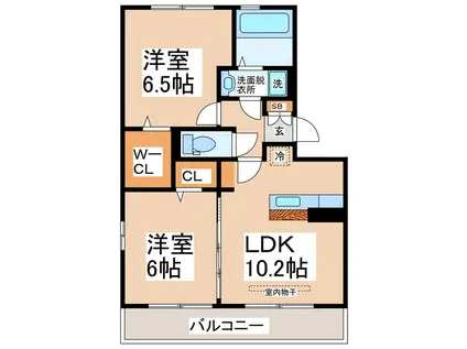 プレル八景水谷(2LDK/3階)の間取り写真