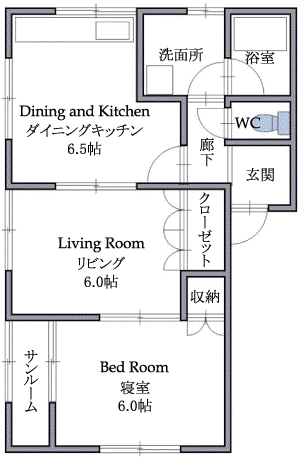 カレントハウス(1LDK/2階)の間取り写真