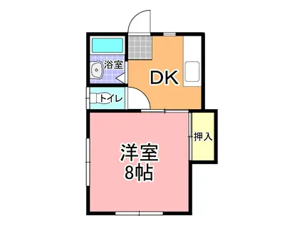 ハイツ渡里(1DK/1階)の間取り写真