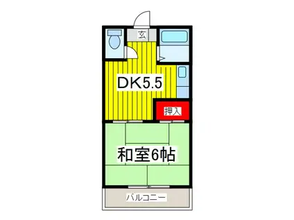 第一三好ハイツ(1DK/3階)の間取り写真