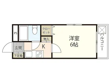 ブランズ弐番館(1K/1階)の間取り写真