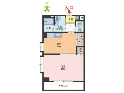 リバティ大和田(1DK/6階)の間取り写真