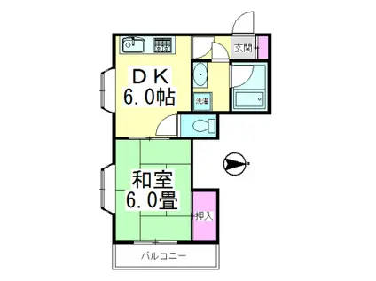 吉田ハウス(1DK/3階)の間取り写真