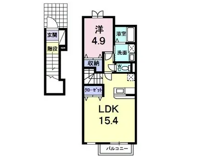 プロムナード 牛川通 C(1LDK/2階)の間取り写真