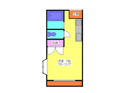 コスモハイムI(1K/2階)の間取り写真