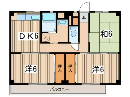 ビレッジハウス阿久和2号棟(3DK/4階)の間取り写真
