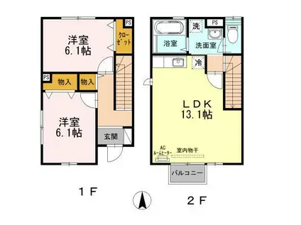 サニーコート松根II(2LDK/1階)の間取り写真
