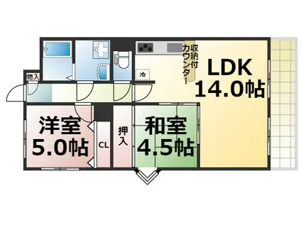 コンフォートヴィラ深江橋(2LDK/1階)の間取り写真