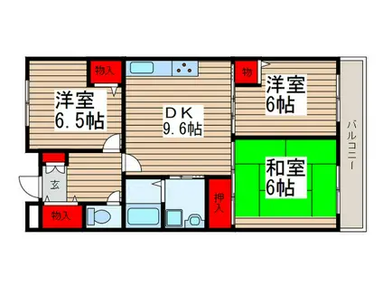 幕張本郷パークハイツ(3DK/1階)の間取り写真