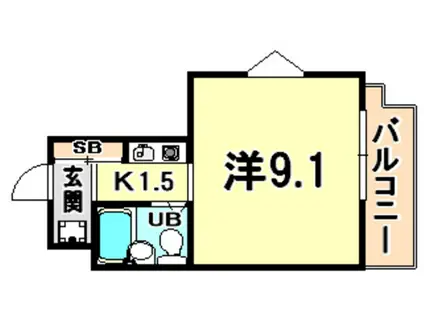 ジョイフル南塚口Ⅰ(1K/4階)の間取り写真