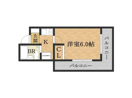 ファミーユ三田(1K/3階)の間取り写真